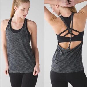 LULULEMON Twist and Toil Tank Built In Bra Heathered Black 4